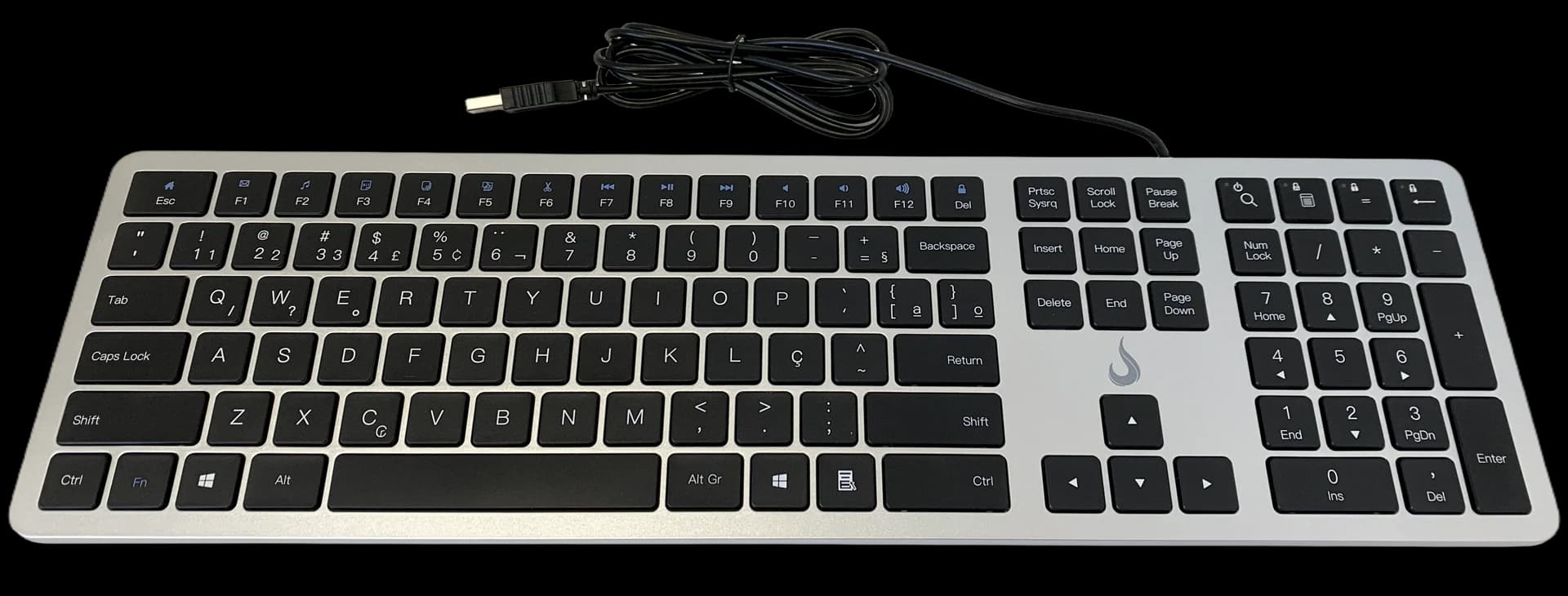 TECLADO SLIM PRETO E PRATA
