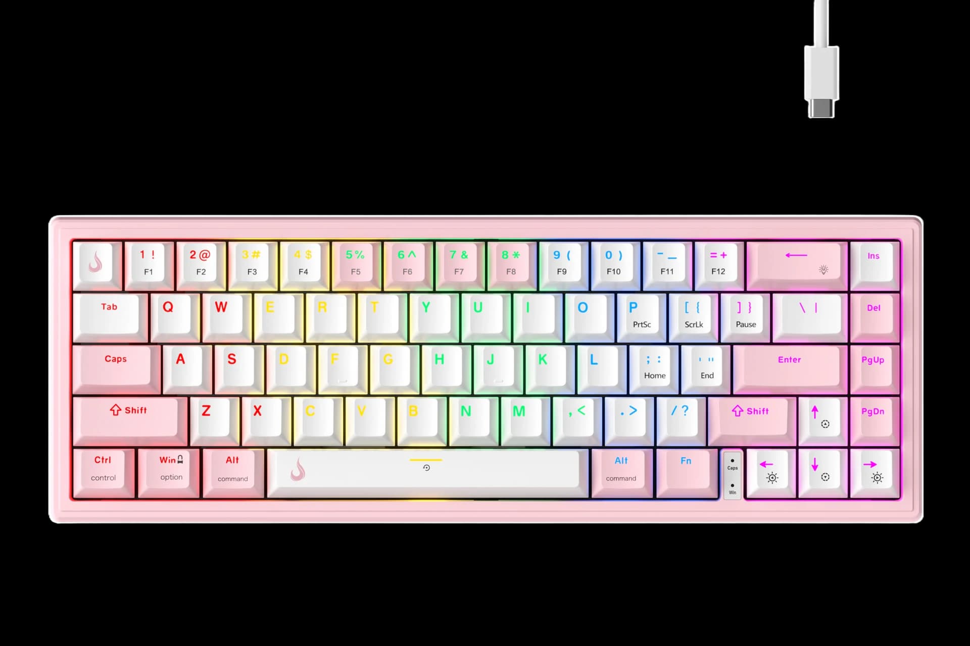 TECLADO MECÂNICO GM1 PRO ARGB SWITCH BROWN BRANCO E ROSA