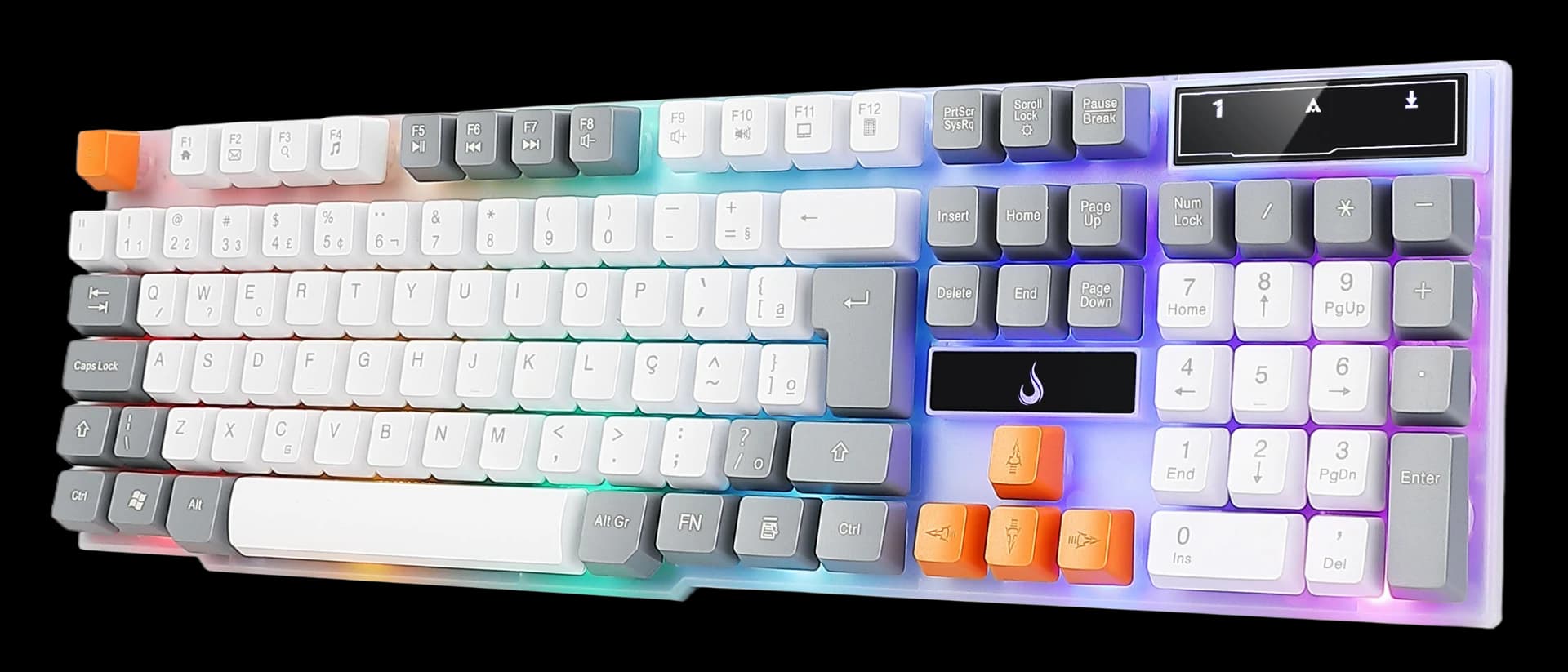 TECLADO G1 FULL RGB BRANCO E CINZA