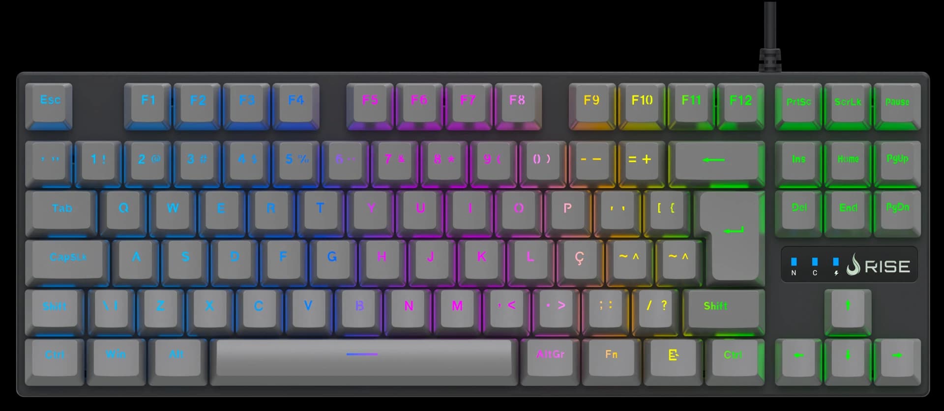 TECLADO MECÃNICO GHOST RGB PRETO E CINZA