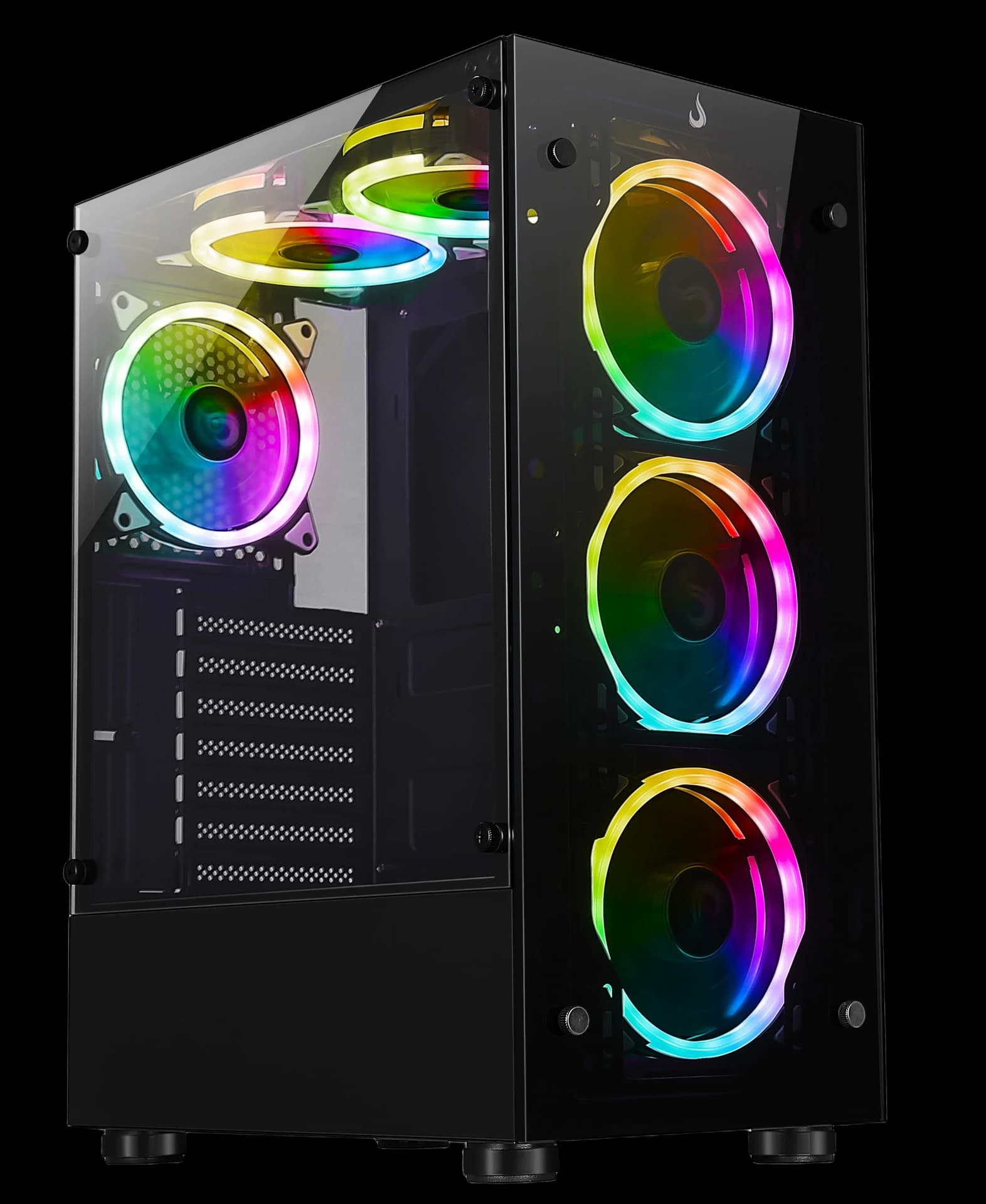 GABINETE GLASS 06X BLACK - 6 FANS ARGB